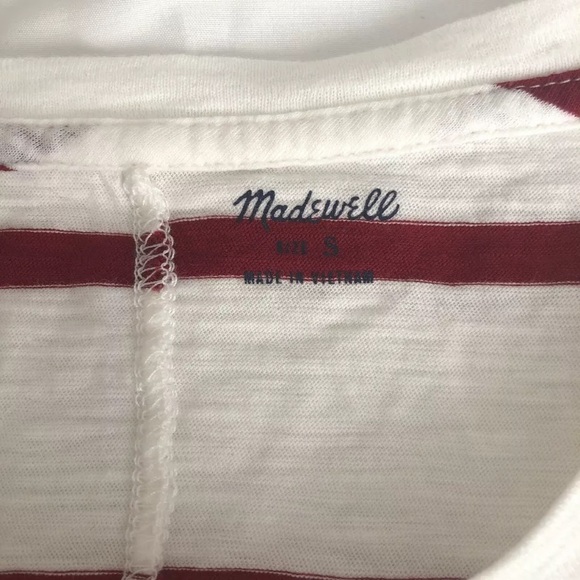 ❌SOLD❌ Madewell Red White Stripe Long Sleeve NWT - Picture 2 of 3